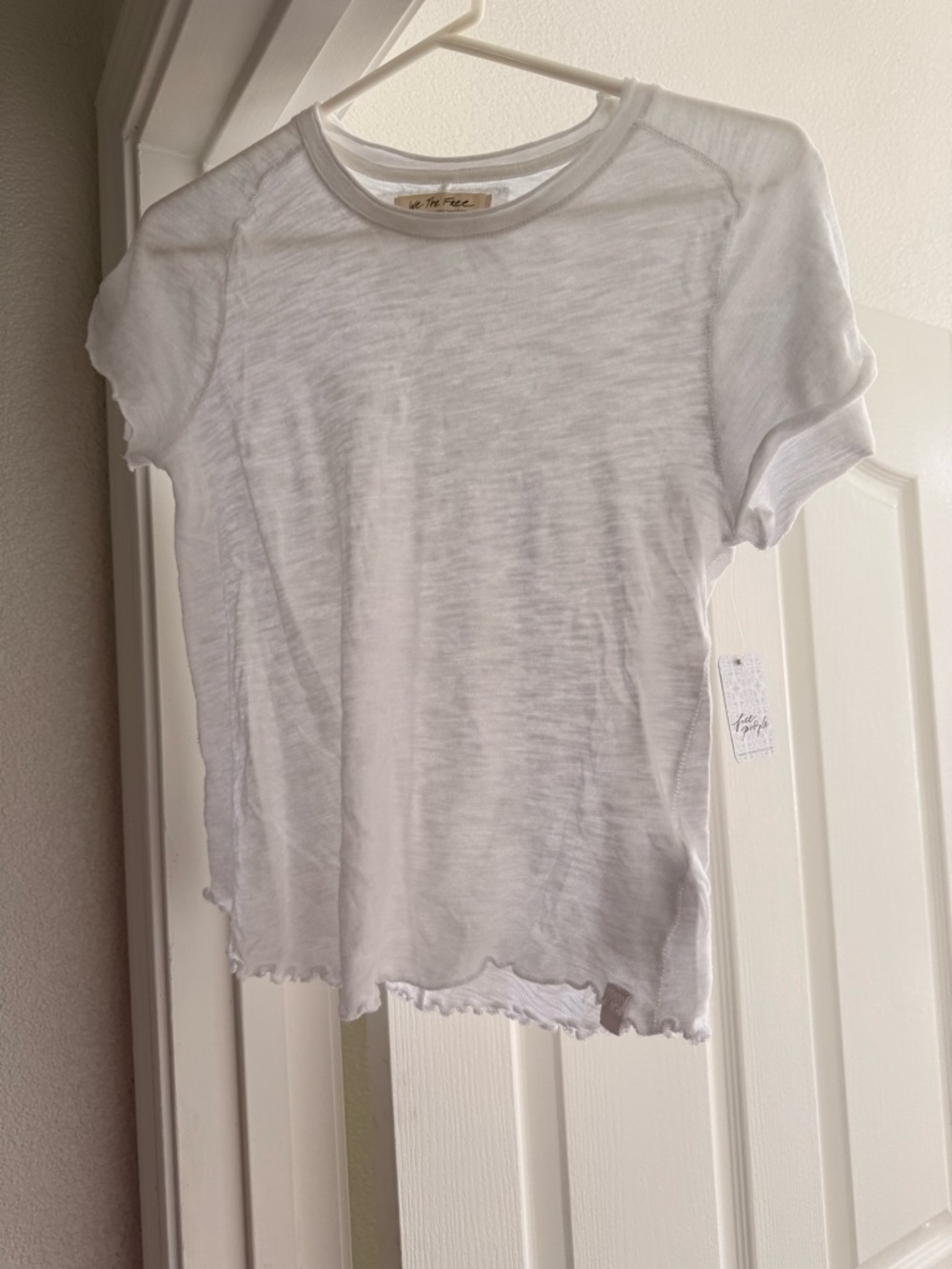 NWT White free people be my baby tee - Picture 4 of 7